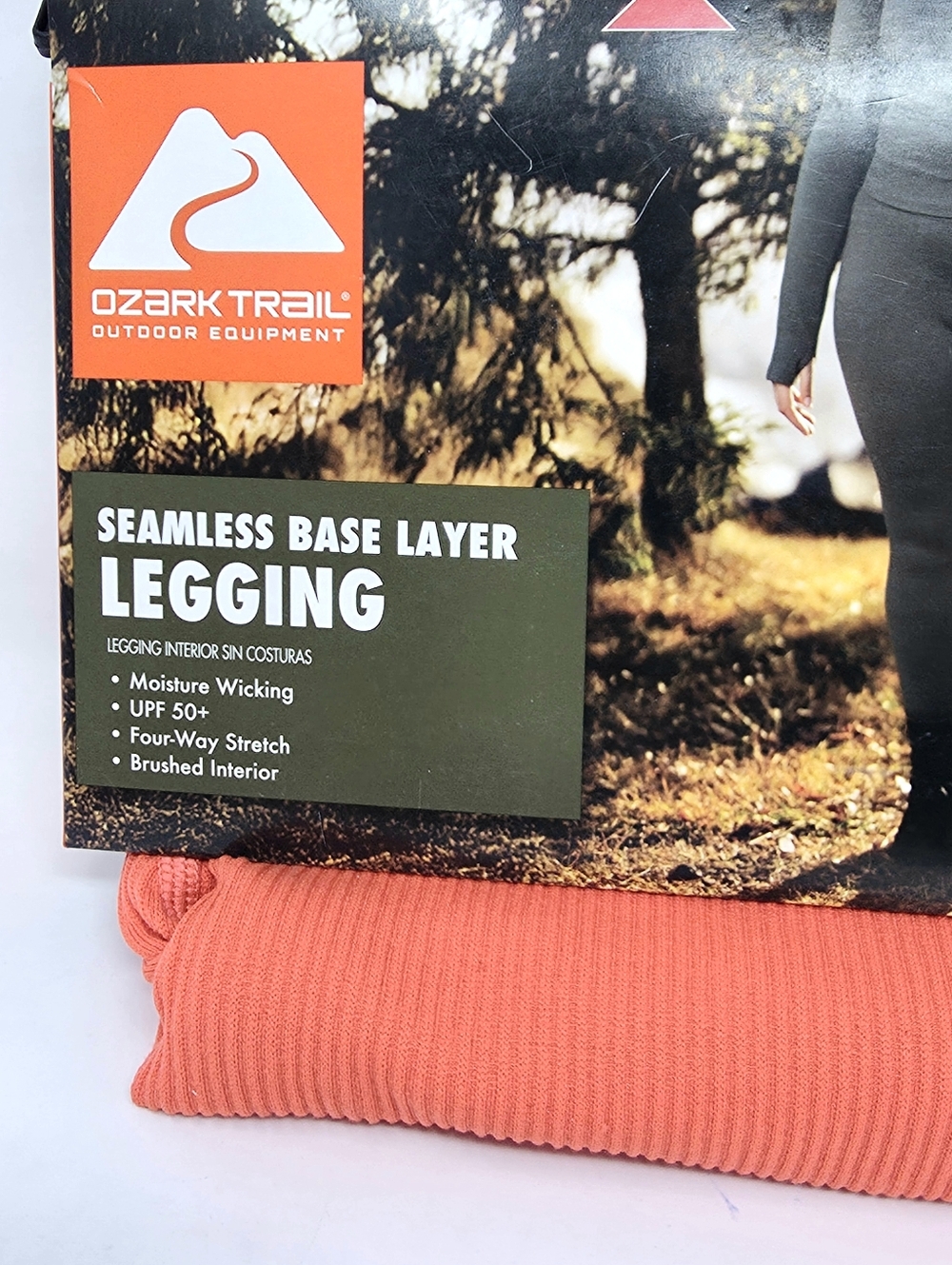 2pk Ozark Trail Women's XL Seamless Ribbed Thermal Ribbed Legging Coral Zest - Picture 3 of 12